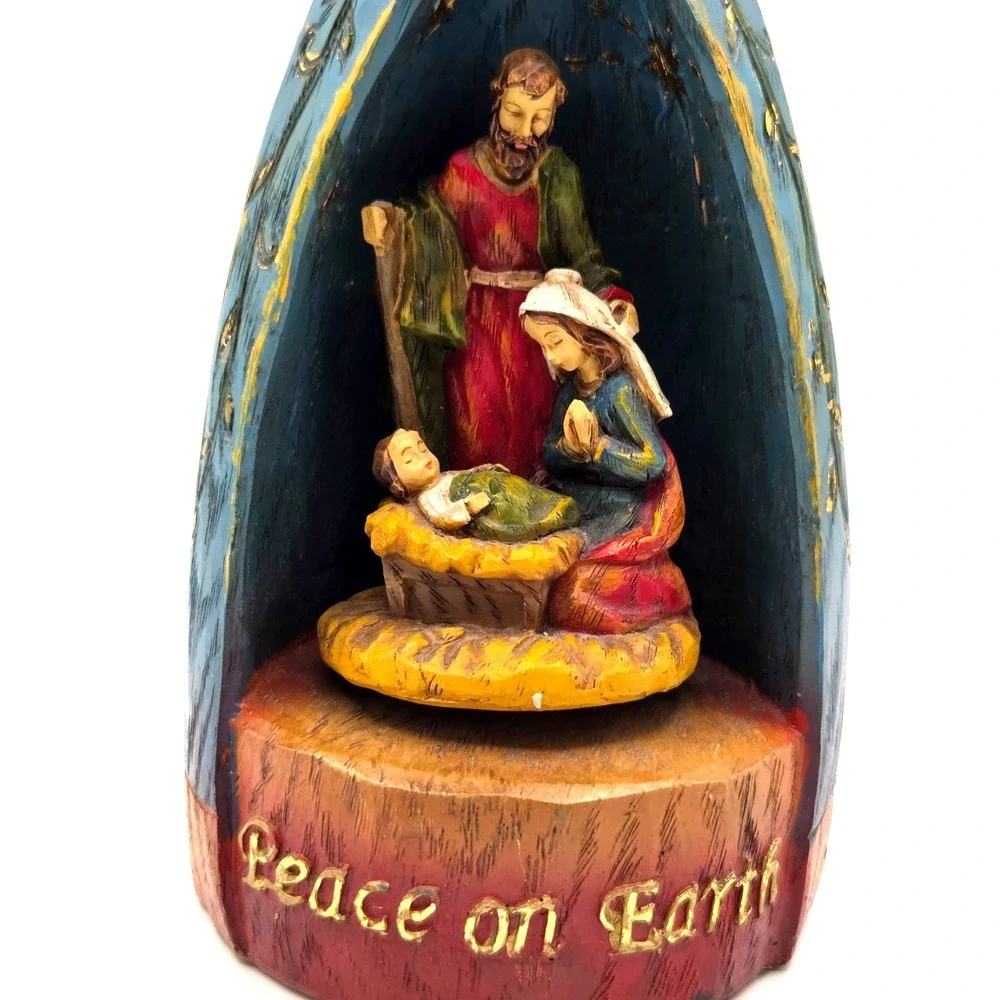 Christmas Angel Music Box Nativity Rotates When Hark The Herald Music Plays